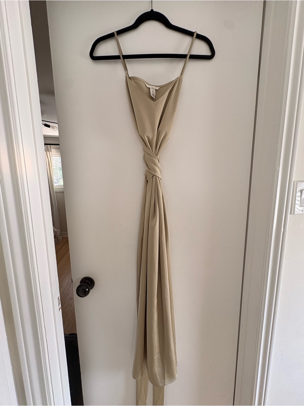 H&M Olive / Champagne Satin Maxi Slip Dress